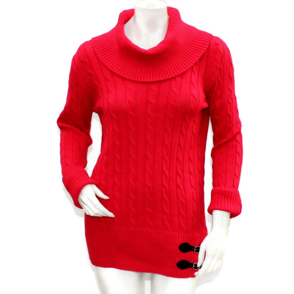Calvin Klein Cable Knt Red Sweater Christmas Sz M